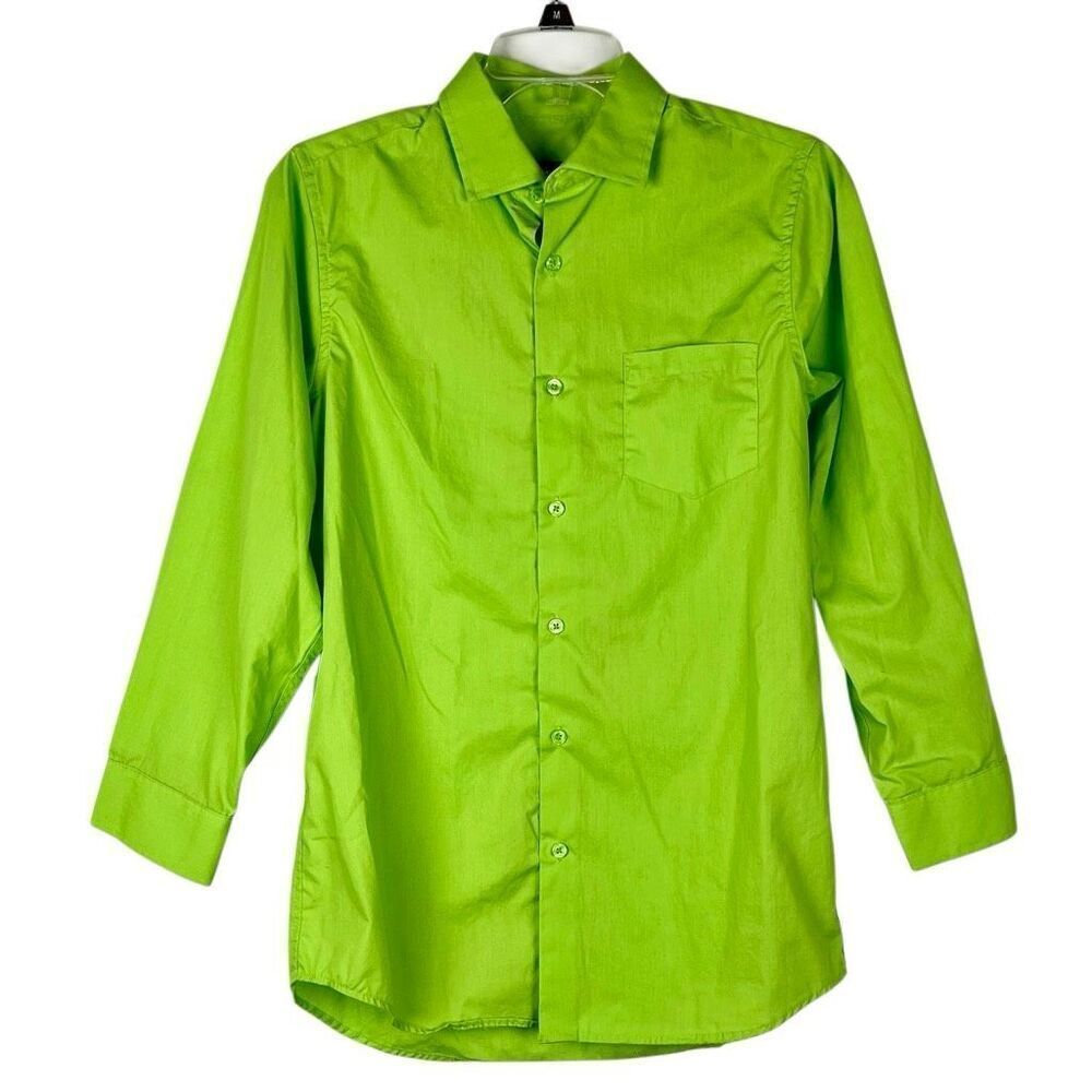 Spring Notion Boys Lime Green Long Sleeve Dress Shirt 18
